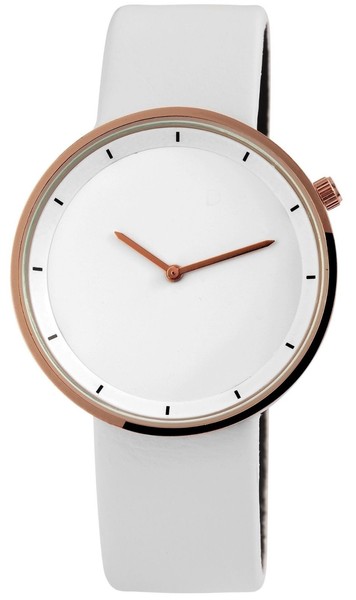 Excellanc Uhr Damen Armbanduhr Girl Analog Quarzuhr RoséGold Kunstlederband Weiß-image