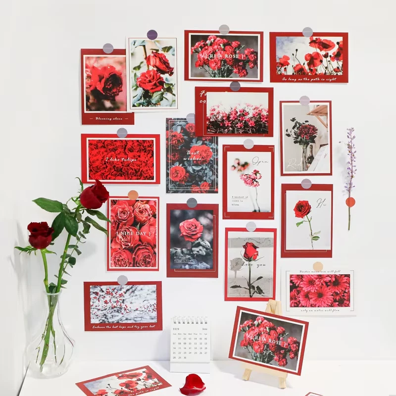 Ins Flower Rose Lavender Green Plants Postcard 15 Sheets Photographic Props Back - image 4 of 4