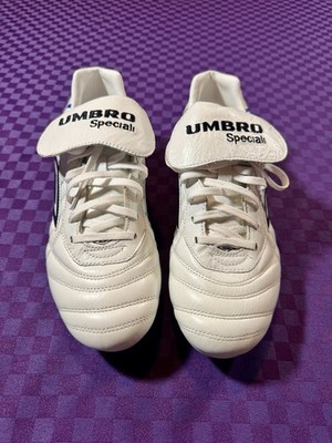 Umbro Speciali Soccer Cleats Men's Size 12 White/Black Leather Fold-Over Tongue