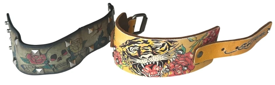 ВИНТАЖНЫЙ набор из 2 кожаных бижутерии браслеты Don Ed Hardy *(ЧИТАЙТЕ ПРИМЕЧАНИЯ!)* - Изображение 2 из 4