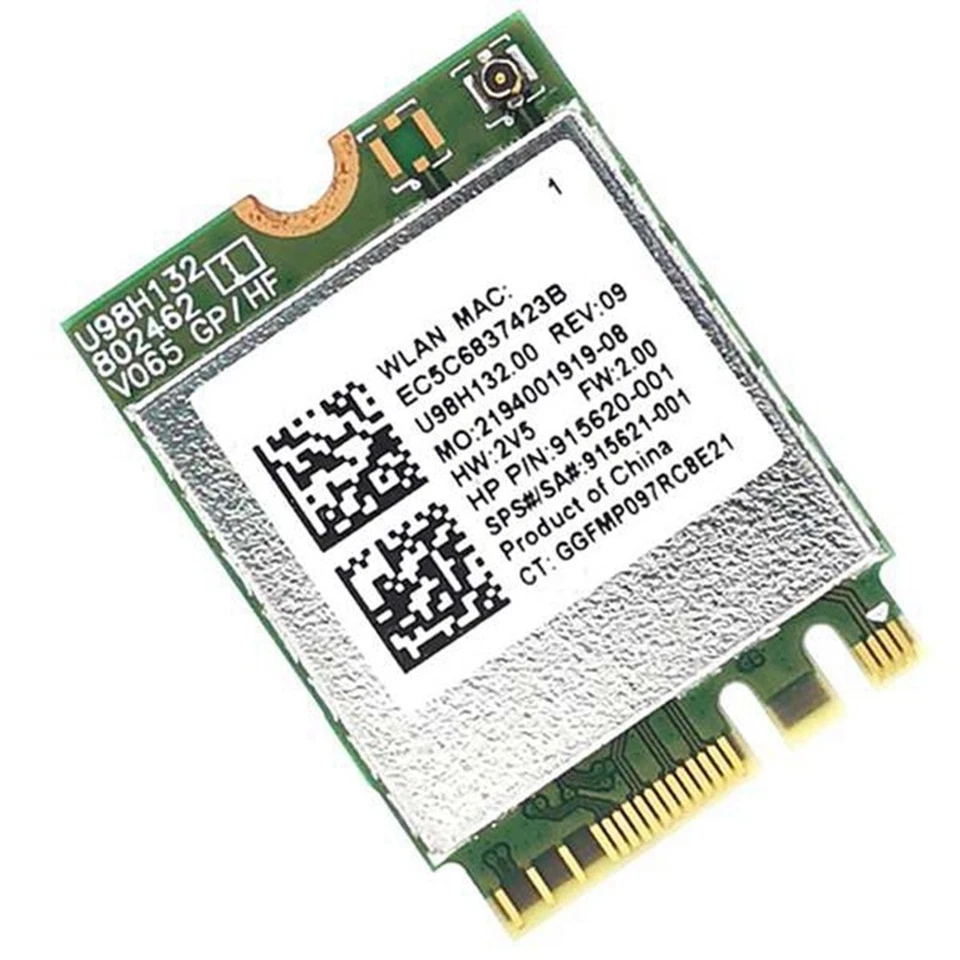 RTL8821CE 802.11AC 1X1 Wi-Fi+BT 4.2 Combo Adapter Card SPS 915621-001 5575 - Image 3 of 4