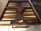 Vintage Portable Backgammon Set Brown Travel Case — photo 2