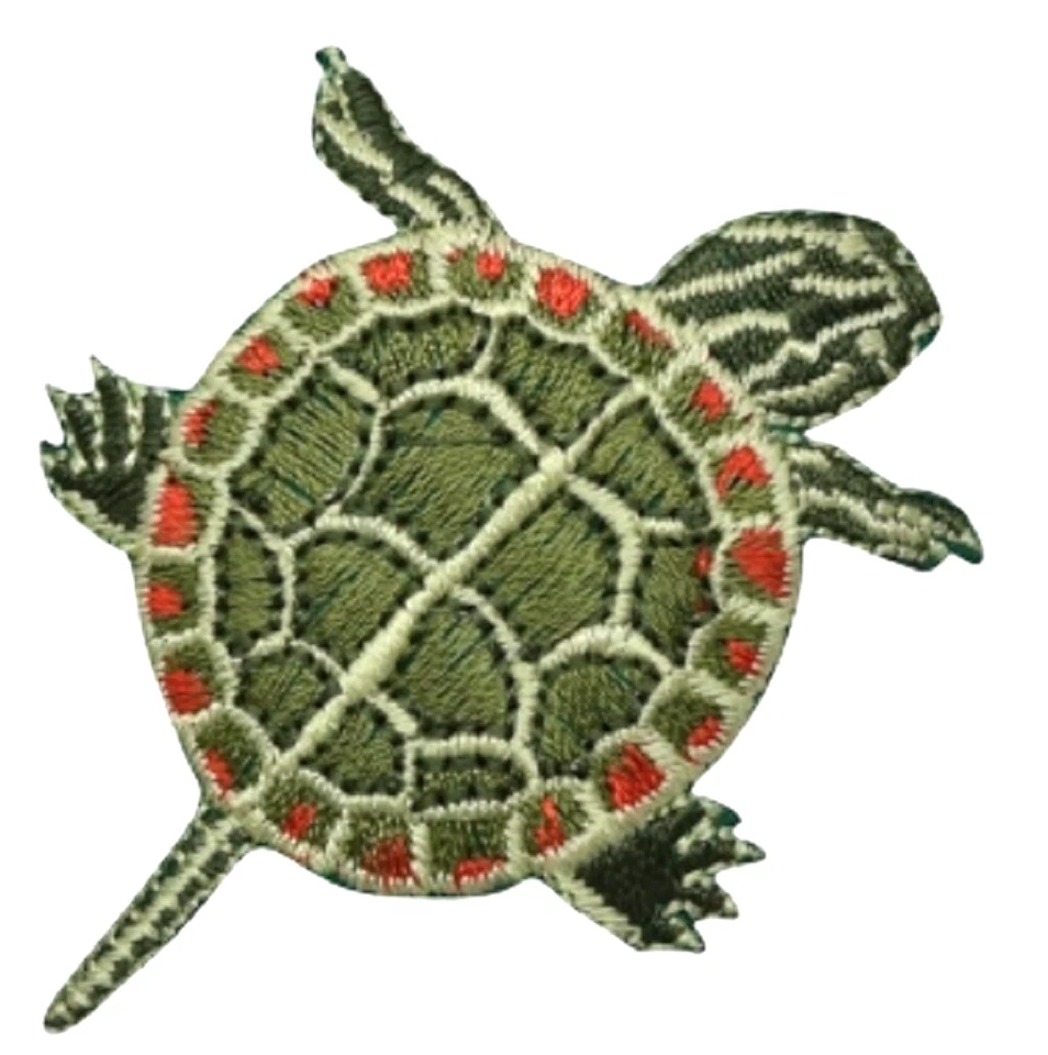 Painted Turtle Applique Patch - Embroidered Water Animal Badge 2.5" (Iron On) - Image 2 of 2