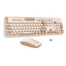 Wireless Keyboard and Mouse Combo, 2.4GHz Colorful Cute 104 Keys Ice Cream