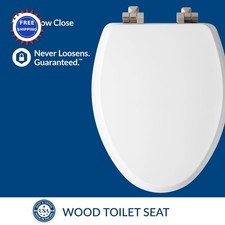 Mayfair Bennett Toilet Seat Elongated White Brushed Nickel Hinges Slow Close