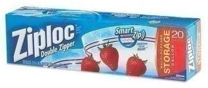 Sacs de rangement gallon double fermeture éclair Ziploc 20 ea - Photo 1 sur 1