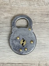 Vintage Old ILCO Independent Lock Co. Six Lever Padlock Lock No Key