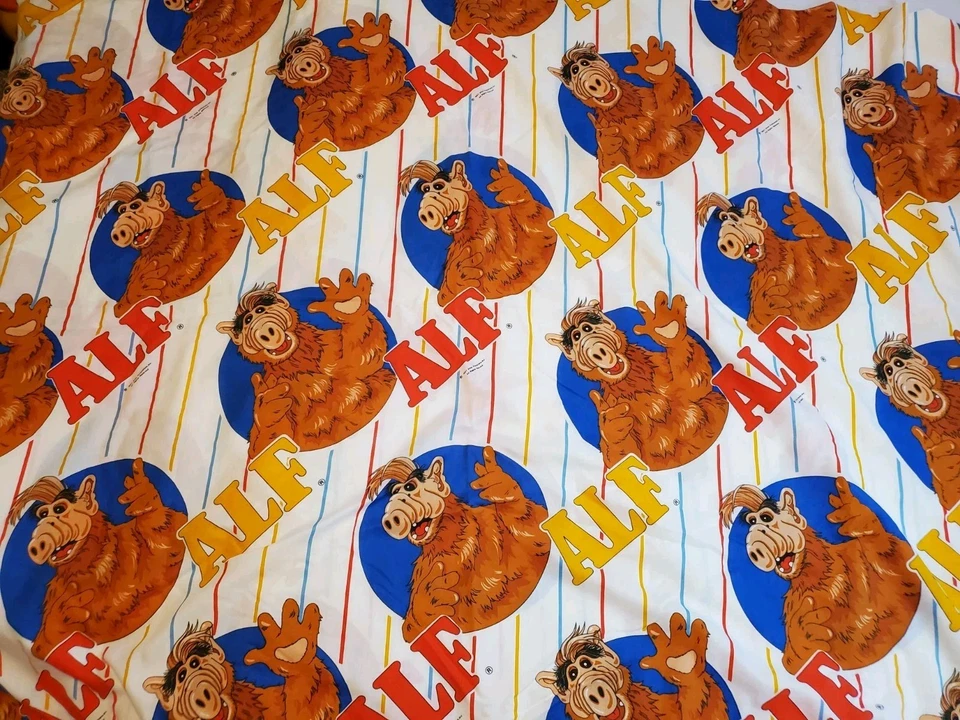  Винтажная ткань 80-х 1987 Bibb ALF Twin плоская кровать простыня телевизор мультфильм инопланетянин - Изображение 2 из 4