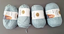 LOT of 5 Lion Brand Yarn Rewind Bulky Tape Yarn Dusty Blue Fall Autumn Winter