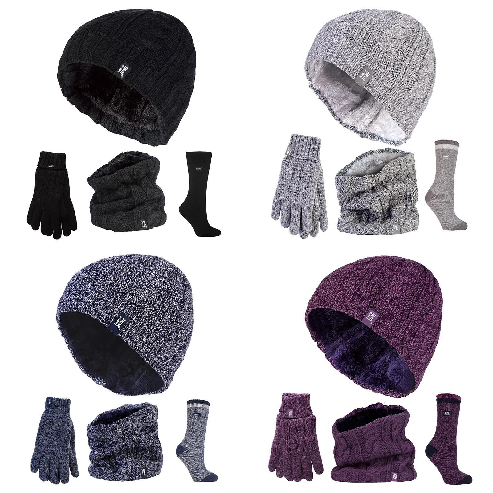 Heat Holders - Ladies Thermal Hat Gloves Neck Warmer Twist Socks Set