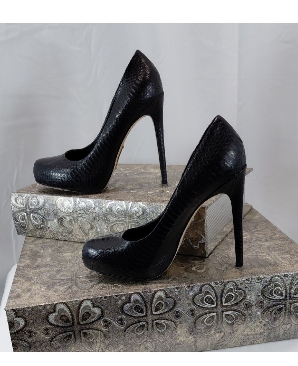 Alejandro Engelmo Black Python Platform Heels Sti… - image 7