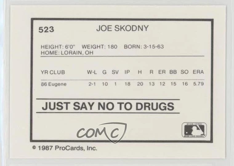 1987 ProCards Minor League Joe Skodny #523 - Image 2 of 2