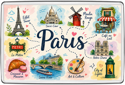 Paris Frankreich Kühlschrankmagnet Reise Souvenir Geschenk Eiffelturm Cafe Kunstdruck Symbol