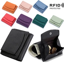 RFID Blocking Women Small Leather Wallet Credit Card Holder Mini Bifold Purse US