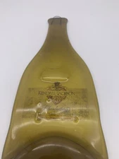 Vintage Decoupaged Melted Flat Art Glass Bottle Spoon Rest Or Wall Decor -Amber