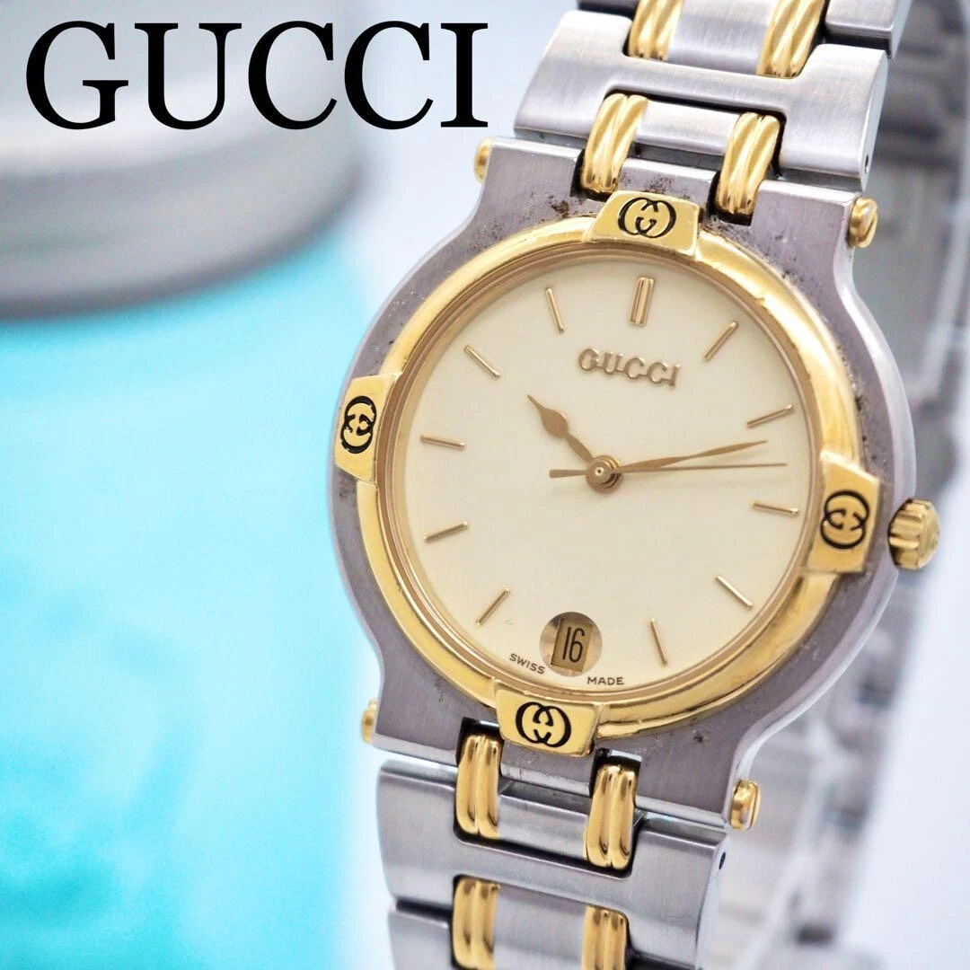 45 GUCCI 9000M Data Orologio Uomo Combinazione Oro Argento