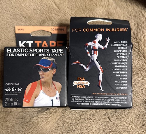 KT TAPE Elastic Kinesiology Therapeutic Tape 2pk 20 Pre Cut 10"x2” Beige - Picture 5 of 5