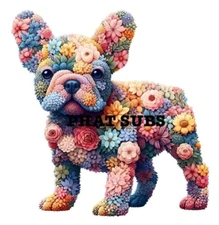 Sublimation Print Floral French Bulldog Ready to Press Heat Transfer