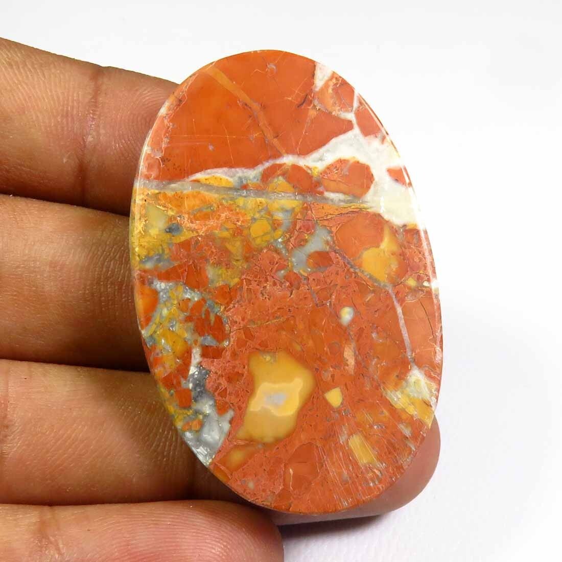 工芸品 maco Jasper Orange Gemstone 42x27 mm Plain Polished Oval Natural