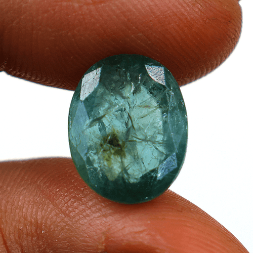 Smeraldo Zambia Naturale Certificato 7,89 Cts Non Trattato Ovale Taglio Sfaccettato Gemma - Foto 5 di 12