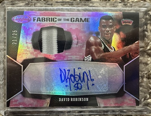 2020-21 Certified Basketball David Robinson Game Used Patch Auto #21/25 Spurs