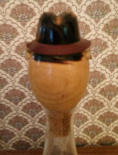 3 Winking Hand Carved Wooden Bottle Stoppers and Matching Bottles - Picture 9 of 12