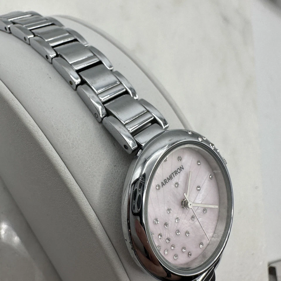 Reloj Mujer Armitron Y121E/3, Esfera Rosa, Cristales, Tono Plateado, Batería Nueva Foto 4 de 4