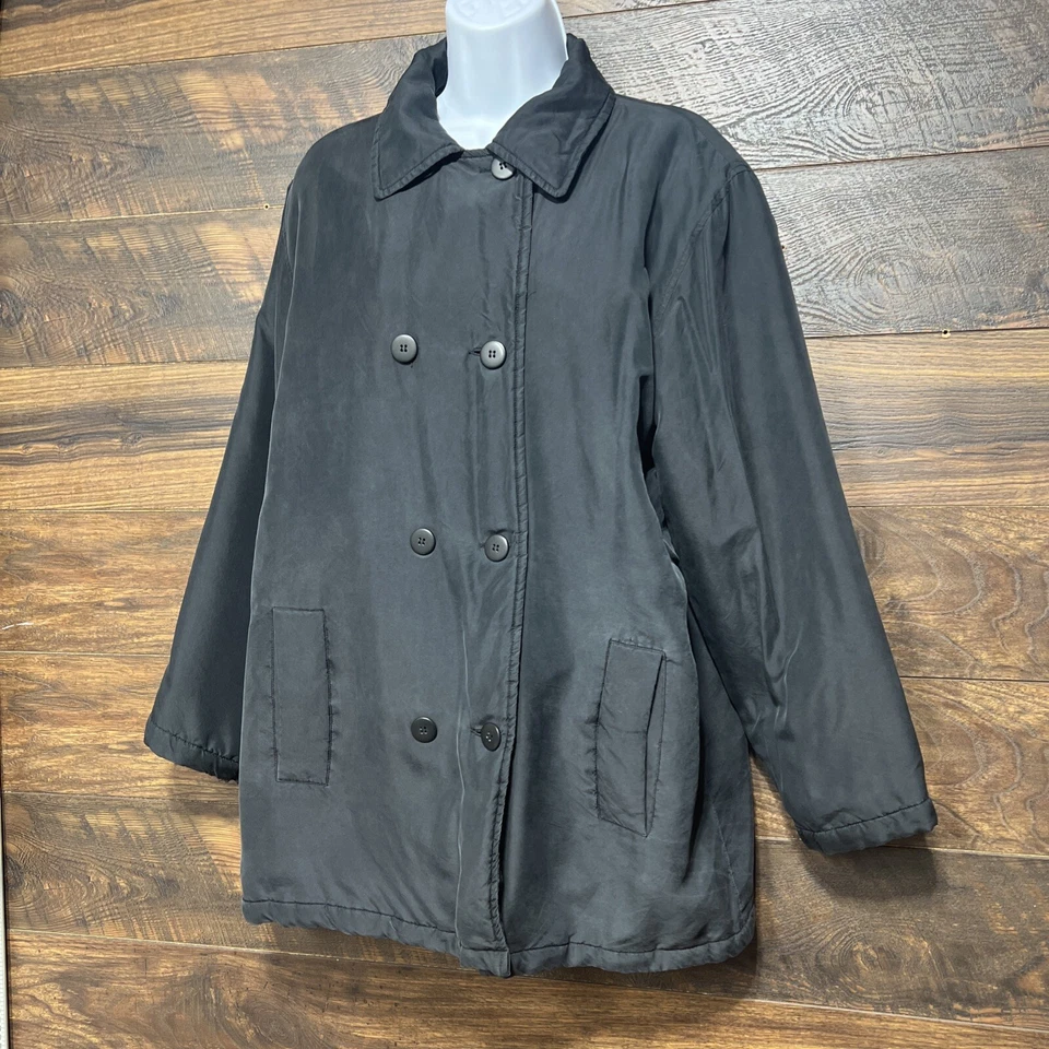 Abrigo deportivo Selene chaqueta seda caparazón suave para mujer doble pecho cuello negro Foto 2 de 4