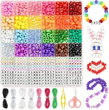 Dowsabel Friendship Bracelet Kit, 24 Colors Bracelet Making Kit Pony Beads for J