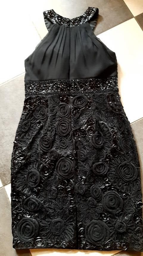 Xscape & Joanna Chen Black Sleeveless Pencil Evening Dress Glitter Embellishment - Picture 8 of 24
