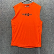 Harley Davidson Shirt Men Extra Large Orange Tank Top Crewneck Motorcycle 2016
