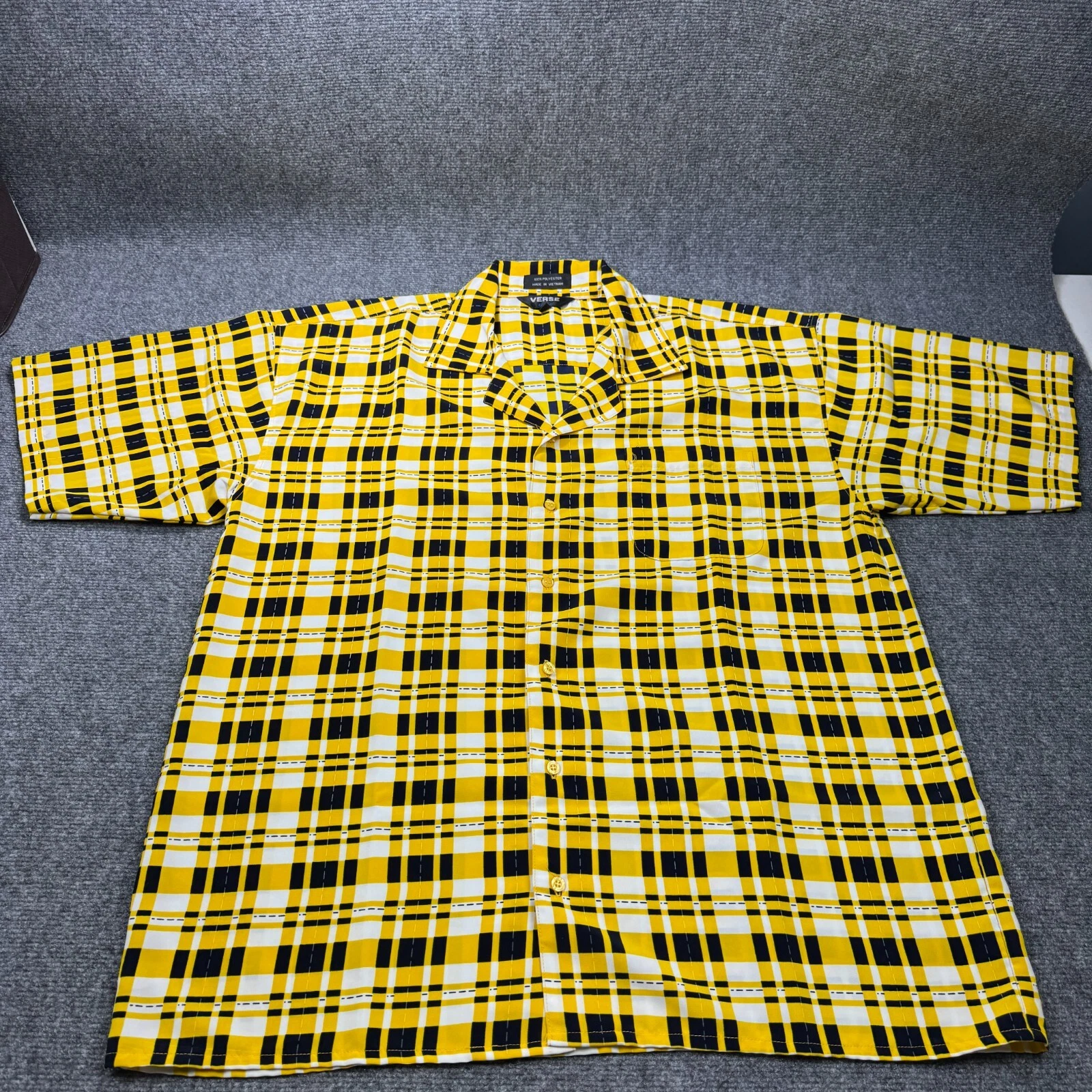 Verse USA Shirt Mens XXL Yellow Button Up Gingham Plaid Print
Opens in a new window or tab