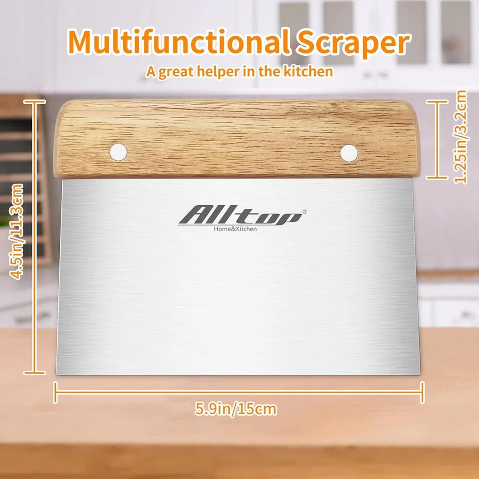 Raspador de alimentos de acero inoxidable premium para pan y pastelería - Raspador de banco con E Foto 2 de 4