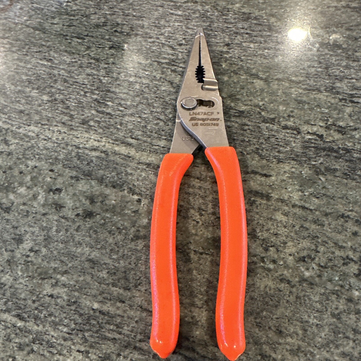 Snap On ln47acf 9” talon grip long nose slip joint pliers orange