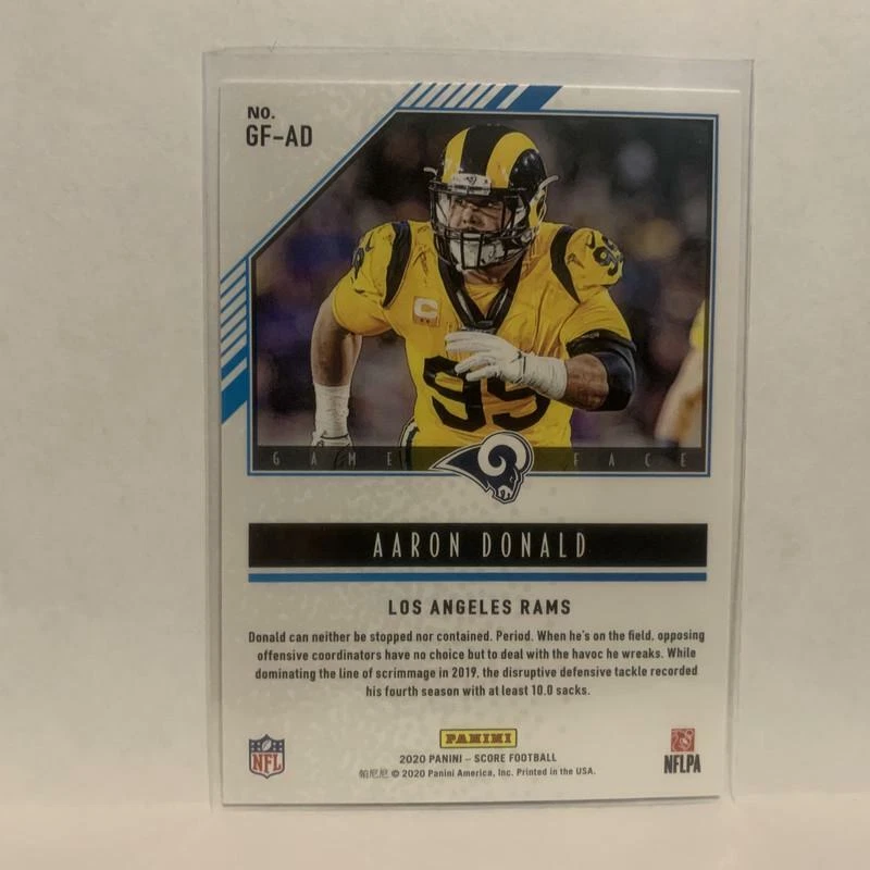 GF-AD Aaron Donald Game Face Los Angeles Rams 2020 Score Football Card LY - Image 2 of 2