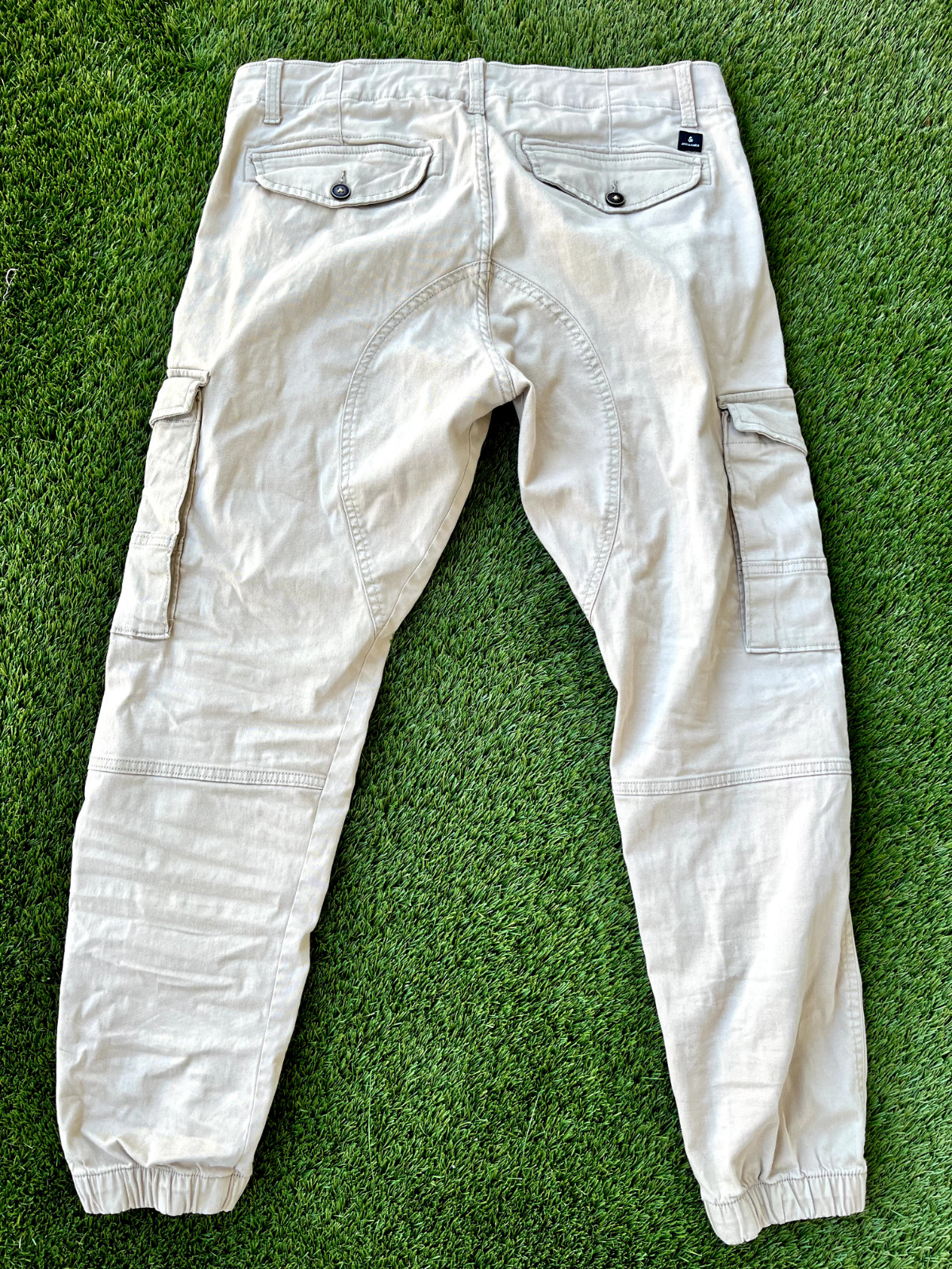 Jack & Jones Paul Flake Cargo Pants Tapered Fit Khaki/Beige Sz 33/30 image 2