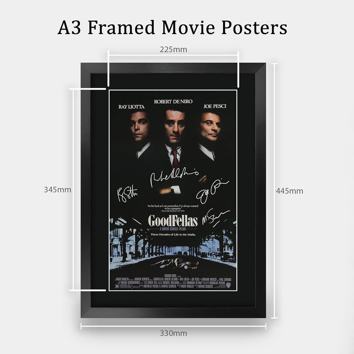Goodfellas Movie Poster The Cast Signed 16 x 12 inch Framed Gift