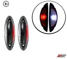 2x Red White Led Corner Side Marker Lights Flat Base Outline Lamps Truck Trailer