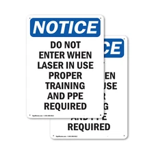 (2 Pack) Do Not Enter When Laser In Use OSHA Notice Sign Decal Metal Plastic