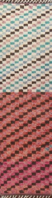 Checkered Modern Moroccan Berber Oriental Runner Rug Handmade Plush Wool 3x13 ft