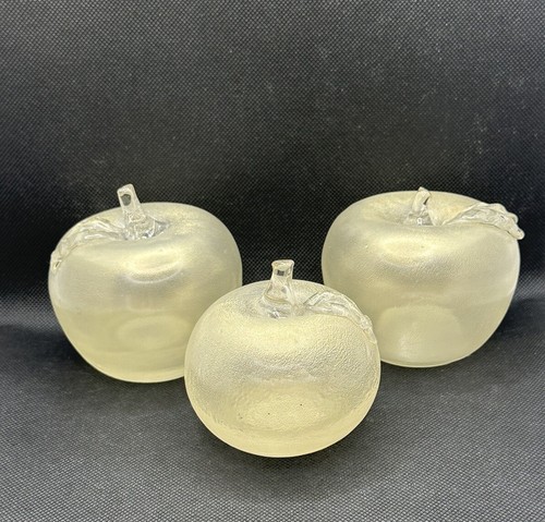 Murano Iridescent Gold Glass Apple Set Of 3 Hand Blown
