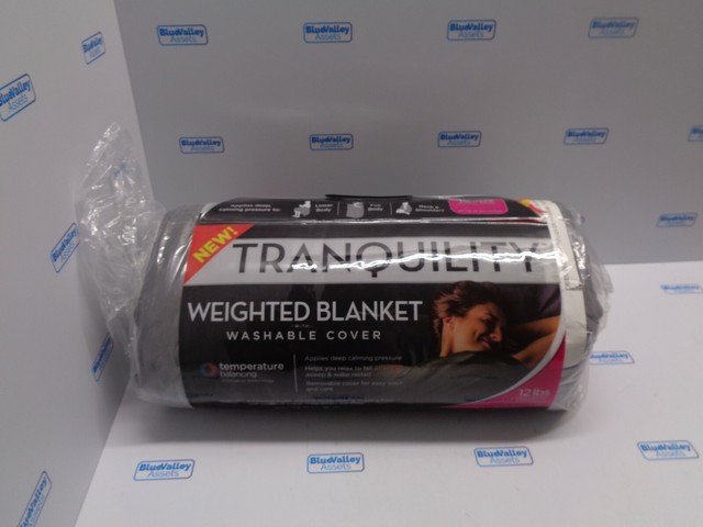 TRANQUILITY 12 LB WEIGHTED BLANKET W WASHABLE COVER, GRAY, 48 X 72" | eBay