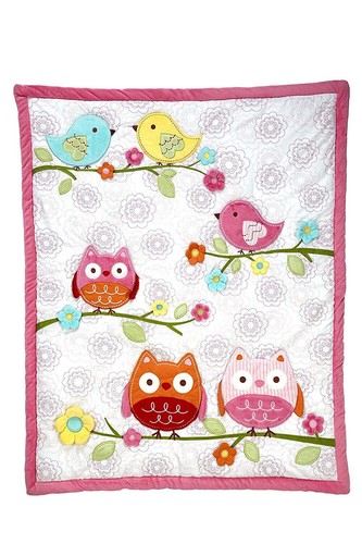 NoJo Owl Love Birds 4 Piece Crib Bedding Set with Diaper Stacker - Bild 2 von 5