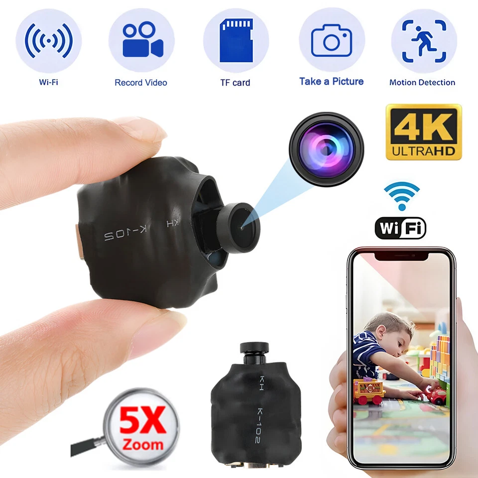 64G HD 4K Mini Camera HD Micro Home Security Motion Detection WiFi Zoom Cam - Image 2 of 4