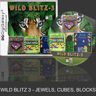 WildBlitz 3 Games - Cube Crush, Jewel Blast, Brick Puzzle (Windows or Mac)