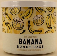 Bath & Body Works White Barn BANANA BUNDT CAKE 3 Wick 14.5 Oz Scented Candle