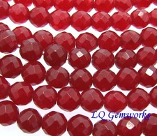 15.5" Strand RUBY RED JADE 6mm Faceted Round Beads