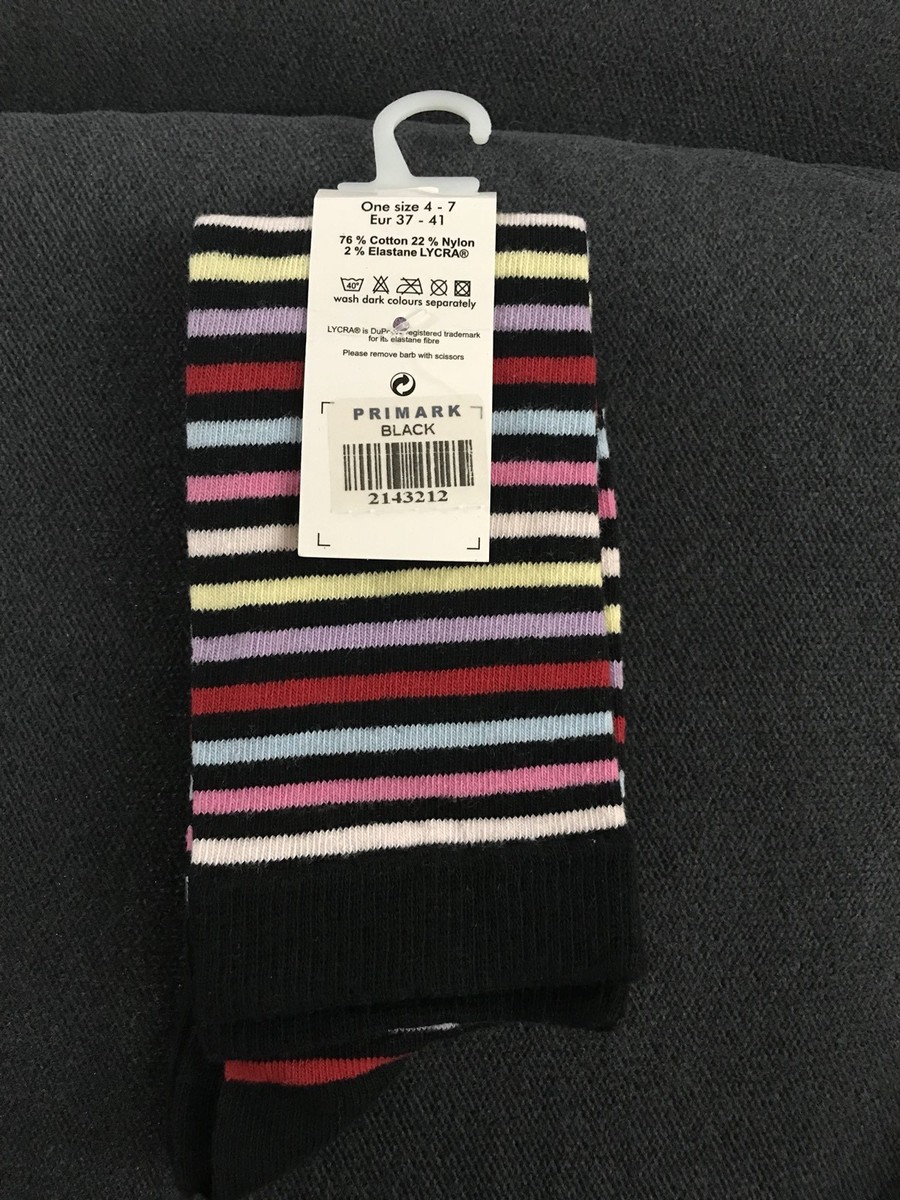 Chaussettes Hautes Femme PRIMARK – Couleur Crème, Rayures, Avec Lycra – Taille 37-41