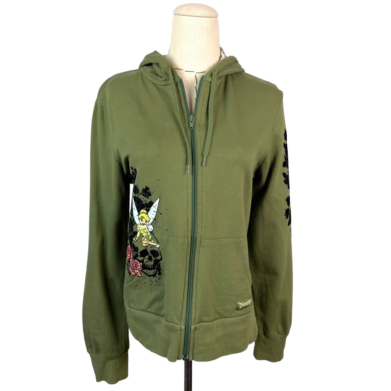 Disneyland Resort Tinkerbell Full Zip Hoodie Green Fl… Gem