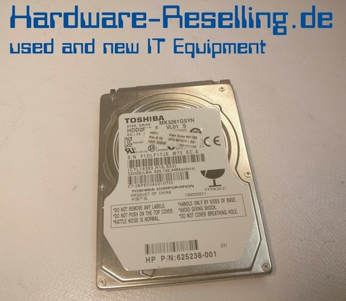 Toshiba HP 2.5" 7,2k SATA HDD HDD2F23 625238-001 641672-001